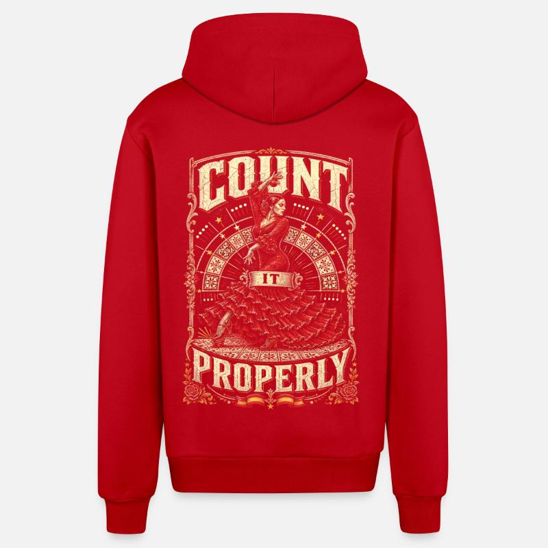 Flamenco Count It Properly - Organic Relaxed Hooded Jacket Made in EU - red