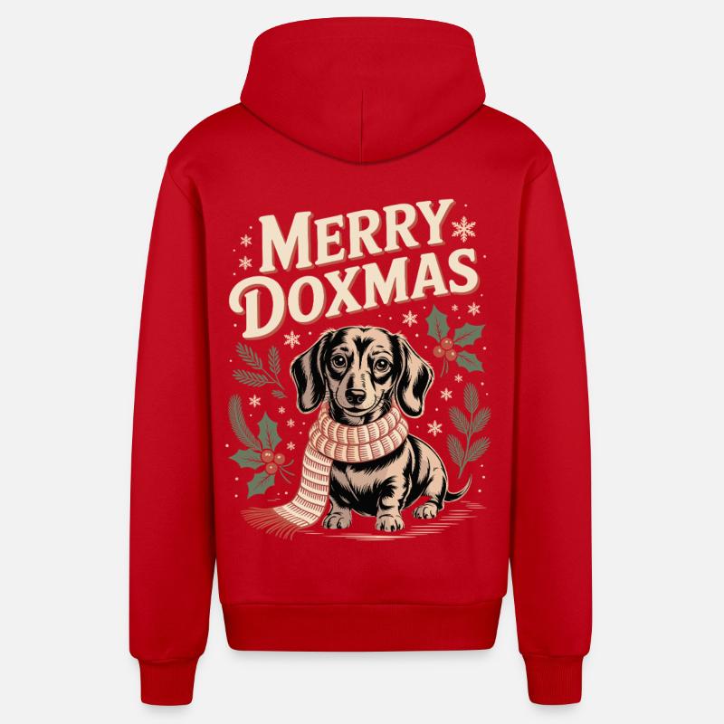 Joyeux Doxmas - Veste à capuche bio décontractée fabriquée en UE - rouge