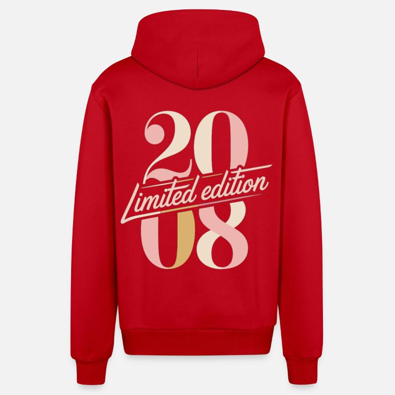 Anniversaire édition limitée 2008 - Veste à capuche bio décontractée fabriquée en UE - rouge