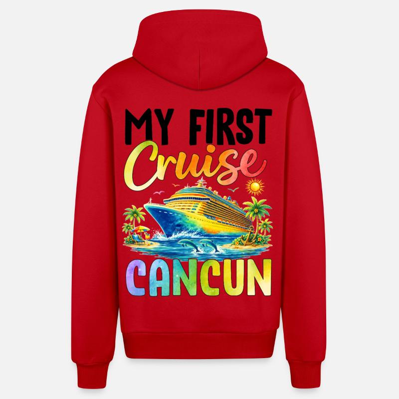 Ma première croisière à Cancún - Veste à capuche bio décontractée fabriquée en UE - rouge