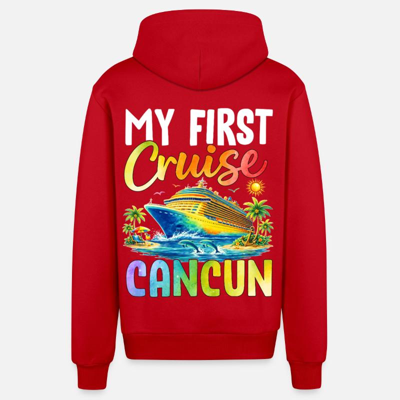 Ma première croisière à Cancún - Veste à capuche bio décontractée fabriquée en UE - rouge