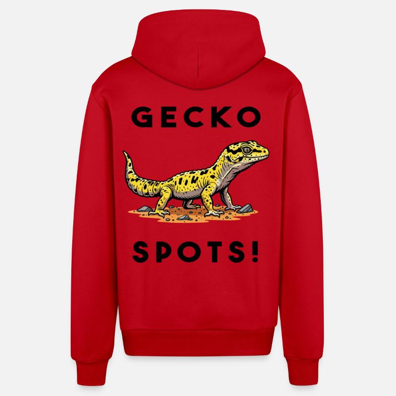 Gecko Leopard Bask Lizard Terrarium - Organic Relaxed Hooded Jacket Made in EU - red