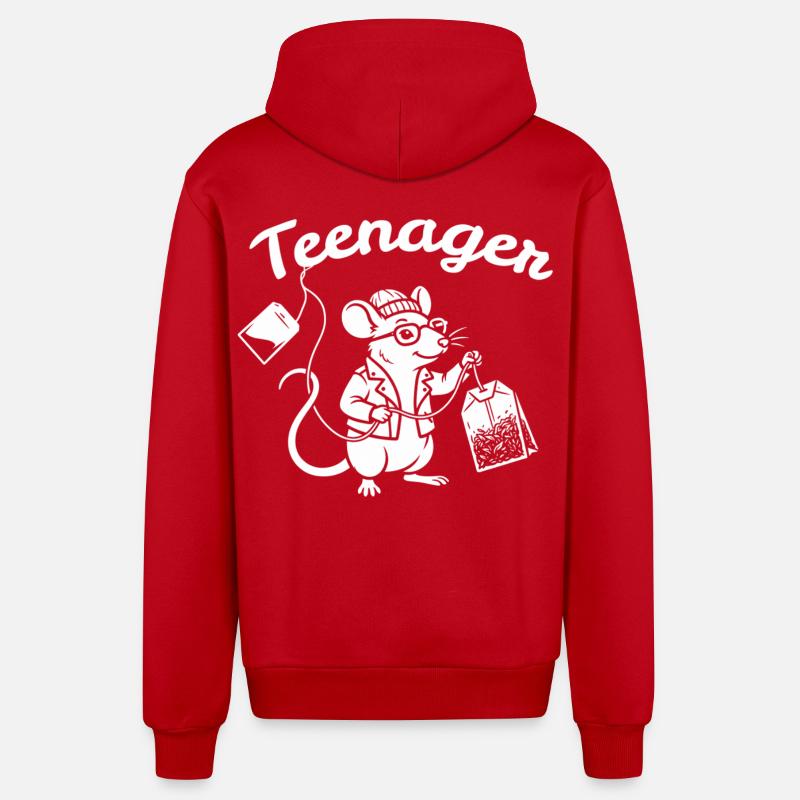 Adolescent Souris Scientifique - Veste à capuche bio décontractée fabriquée en UE - rouge