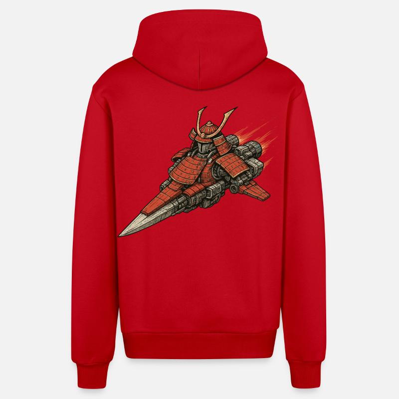 Samurai Raumschiff - Organic Relaxed Kapuzenjacke Made in EU - Rot