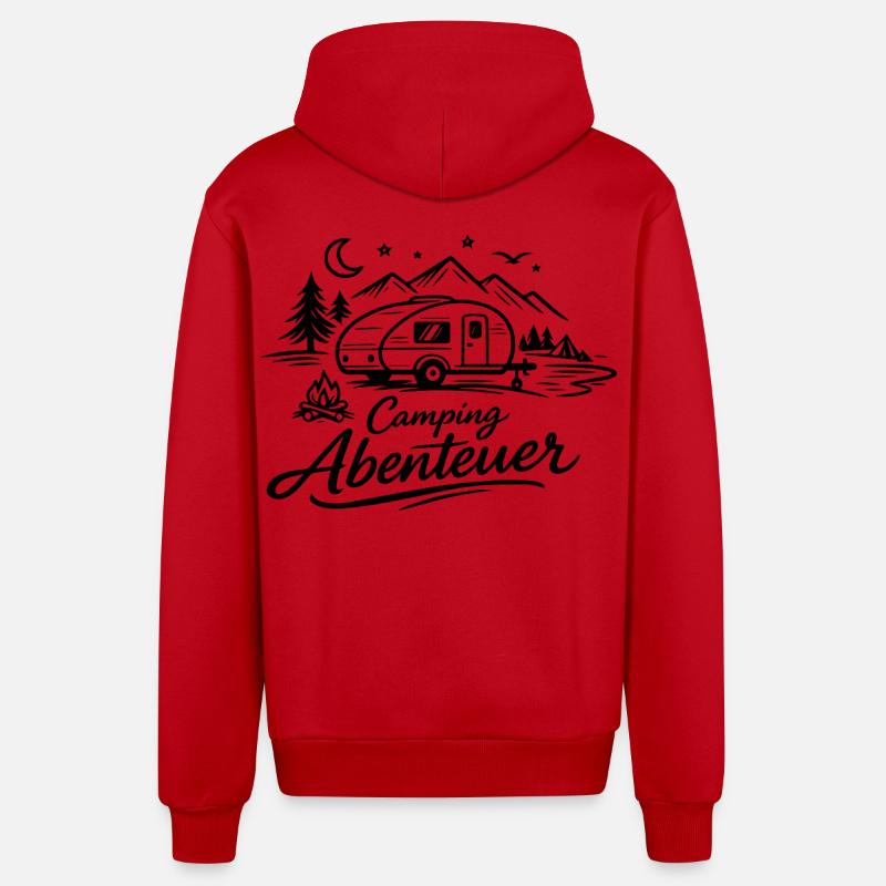 Aventure de camping - Veste à capuche bio décontractée fabriquée en UE - rouge