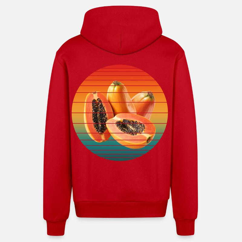 Fruit de papaye - Veste à capuche bio décontractée fabriquée en UE - rouge