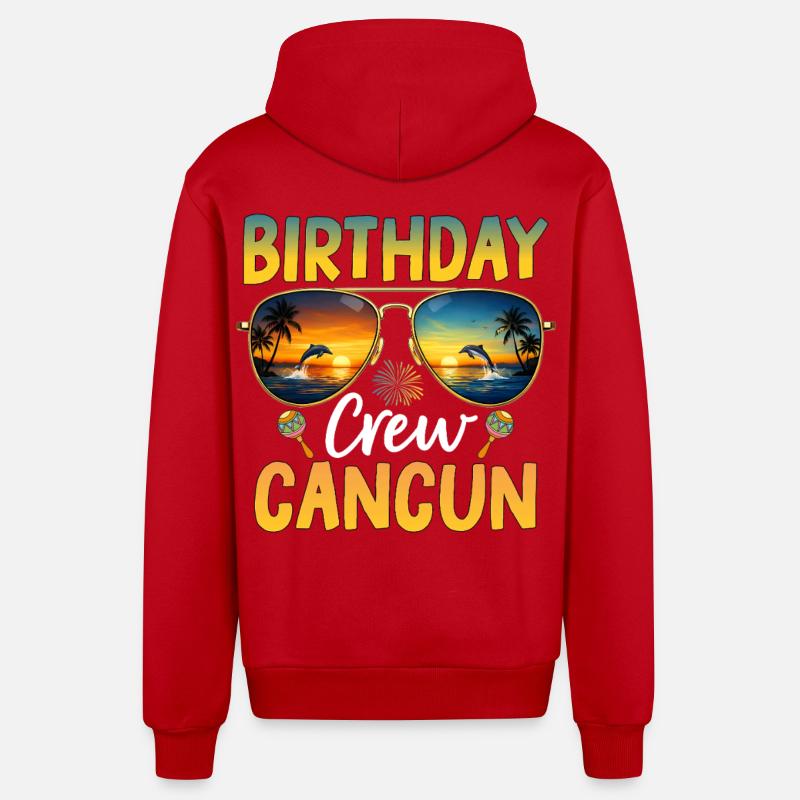 Équipe d’anniversaire Cancún - Veste à capuche bio décontractée fabriquée en UE - rouge