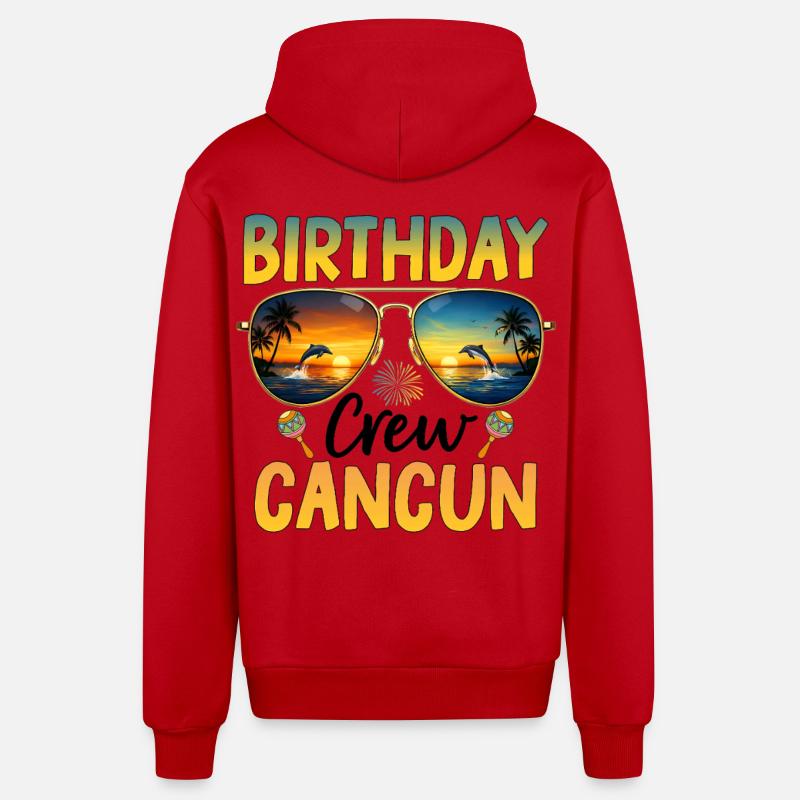 Équipe d’anniversaire Cancún - Veste à capuche bio décontractée fabriquée en UE - rouge