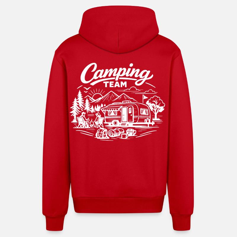 Camping Team Wagon - Veste à capuche bio décontractée fabriquée en UE - rouge