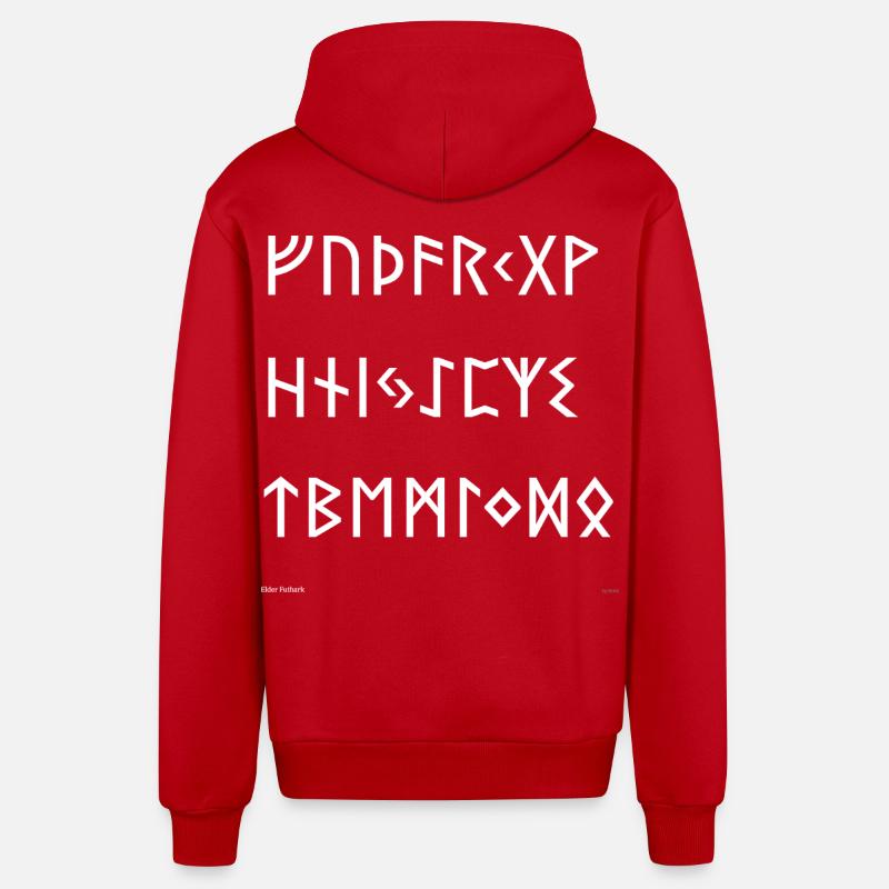Futhark Elder (blanc) - Veste à capuche bio décontractée fabriquée en UE - rouge