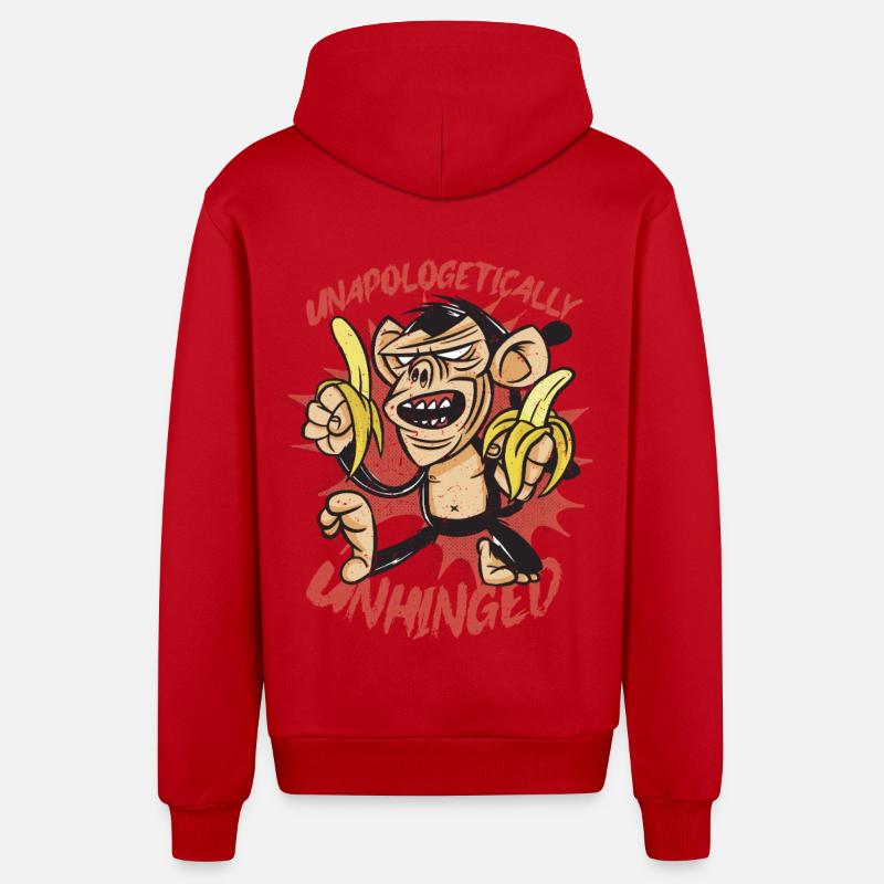 Journée du Singe Sans Complexe - Veste à capuche bio décontractée fabriquée en UE - rouge