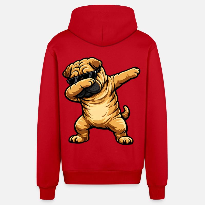 Tabbing Shar Pei - Veste à capuche bio décontractée fabriquée en UE - rouge
