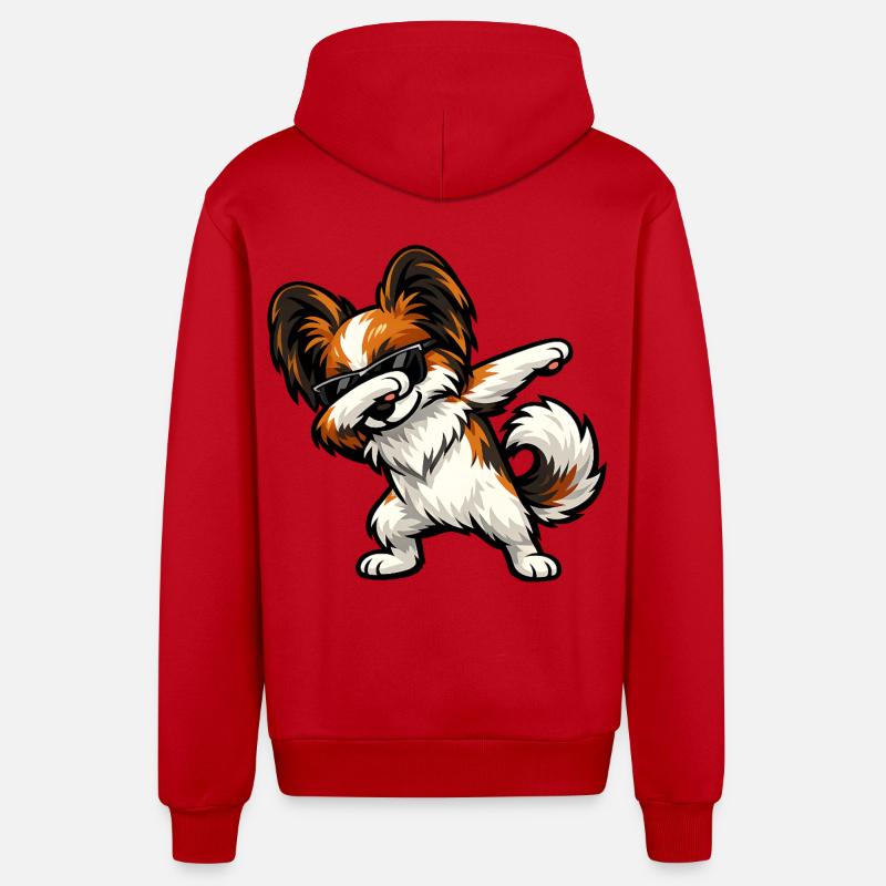 Chien Papillon - Veste à capuche bio décontractée fabriquée en UE - rouge