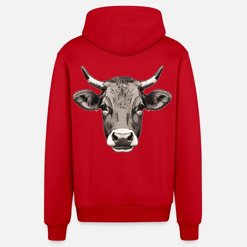 Vache - Veste à capuche bio décontractée fabriquée en UE - rouge