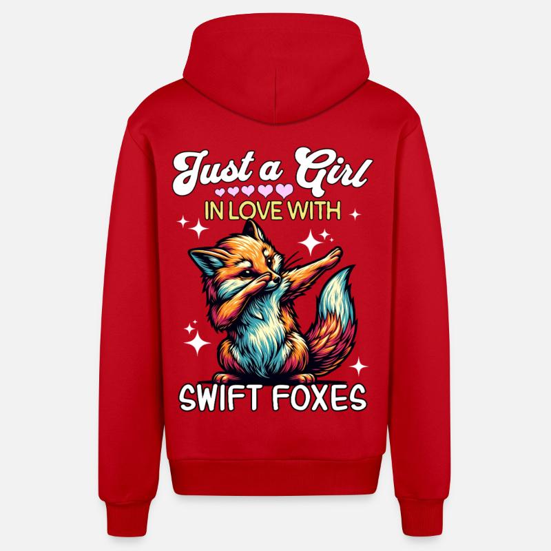 Fille Fox Rapide Renard - Veste à capuche bio décontractée fabriquée en UE - rouge