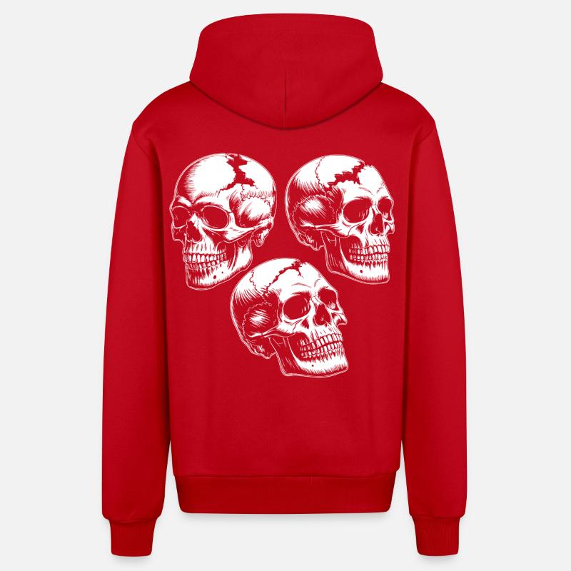 Silhouettes des Trois Crânes - Veste à capuche bio décontractée fabriquée en UE - rouge
