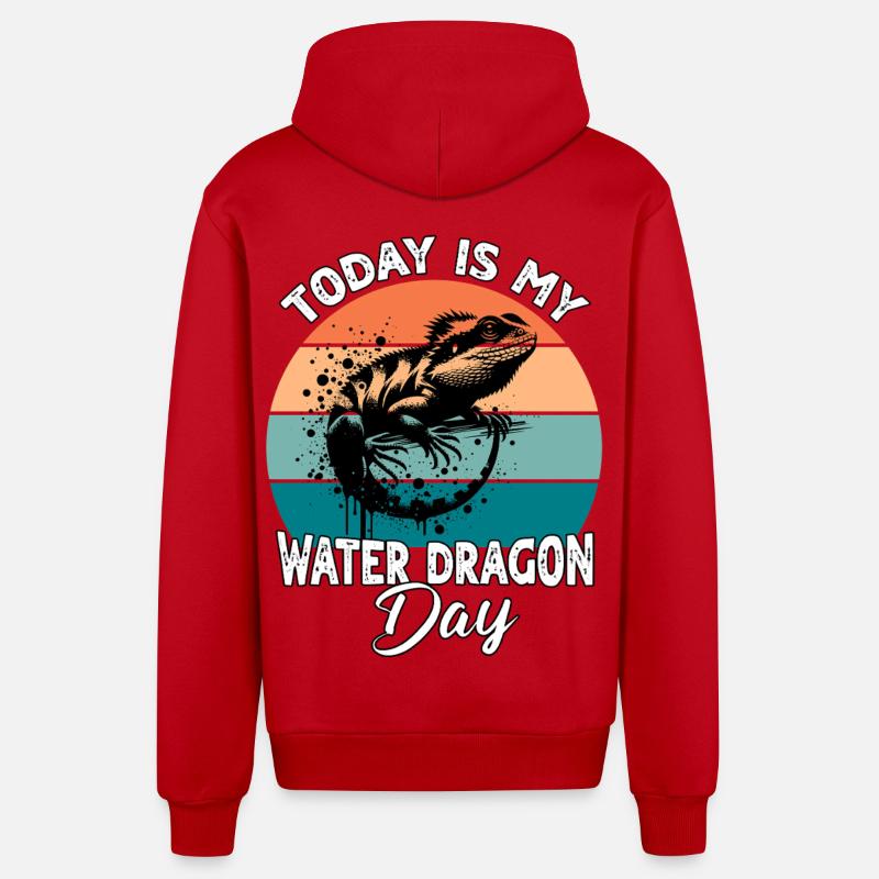 Dragon d’eau chinois - Veste à capuche bio décontractée fabriquée en UE - rouge