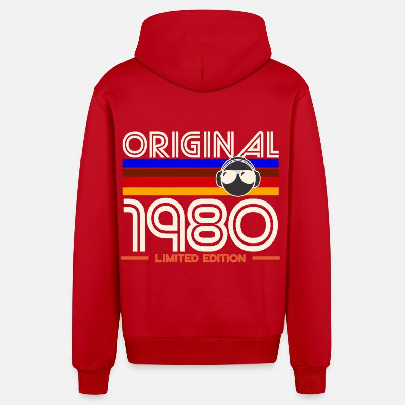 Original 1980 Limited Edition - Veste à capuche bio décontractée fabriquée en UE - rouge