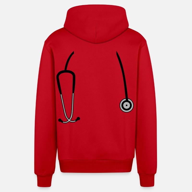 stethoscope - Organic Relaxed Hooded Jacket Made in EU - red