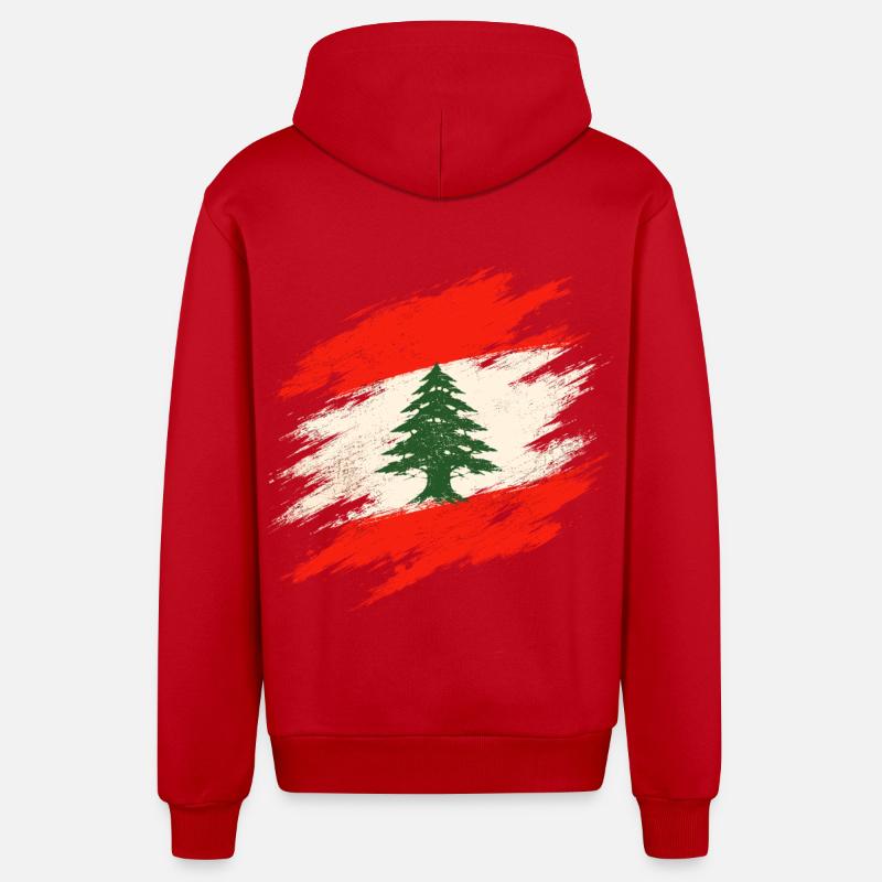 Liban Libanais - Veste à capuche bio décontractée fabriquée en UE - rouge