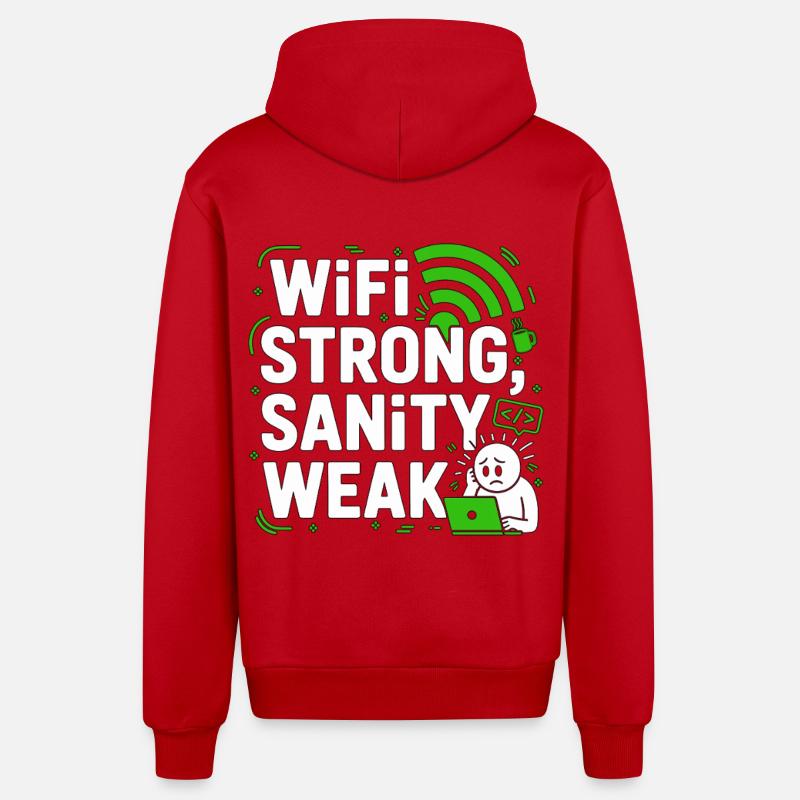 Remote Developer WiFi Strong Software Engineering - Organic Relaxed Kapuzenjacke Made in EU - Rot
