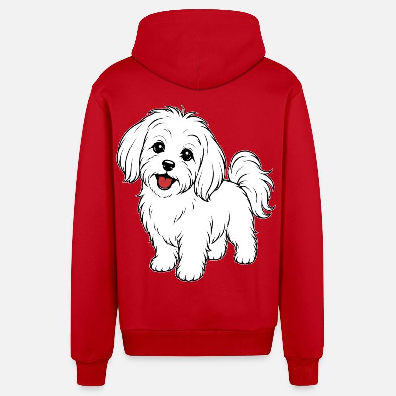 Blanc de chien maltis - Veste à capuche bio décontractée fabriquée en UE - rouge