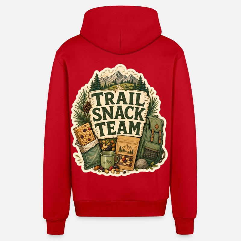 TRAIL SNACK TEAM Snacks - Organic Relaxed Hooded Jacket Made in EU - red
