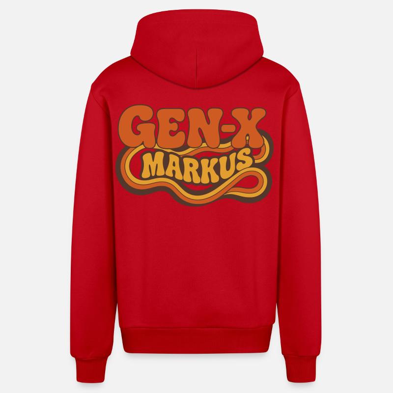 Logo rétro Gen-X Markus - Veste à capuche bio décontractée fabriquée en UE - rouge