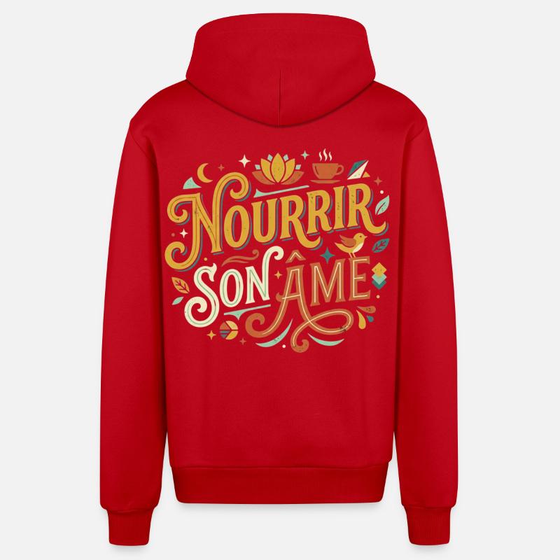 Nourrir son âme - Veste à capuche bio décontractée fabriquée en UE - rouge