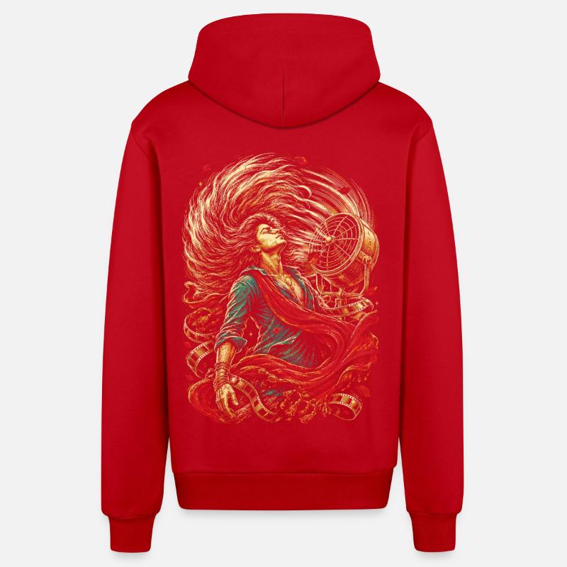 Bollywood - Veste à capuche bio décontractée fabriquée en UE - rouge