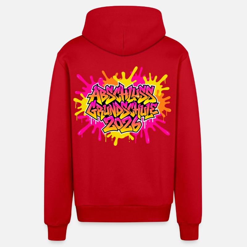 Elementary School Graduation 2026 Graffiti - Organic Relaxed Hooded Jacket Made in EU - red