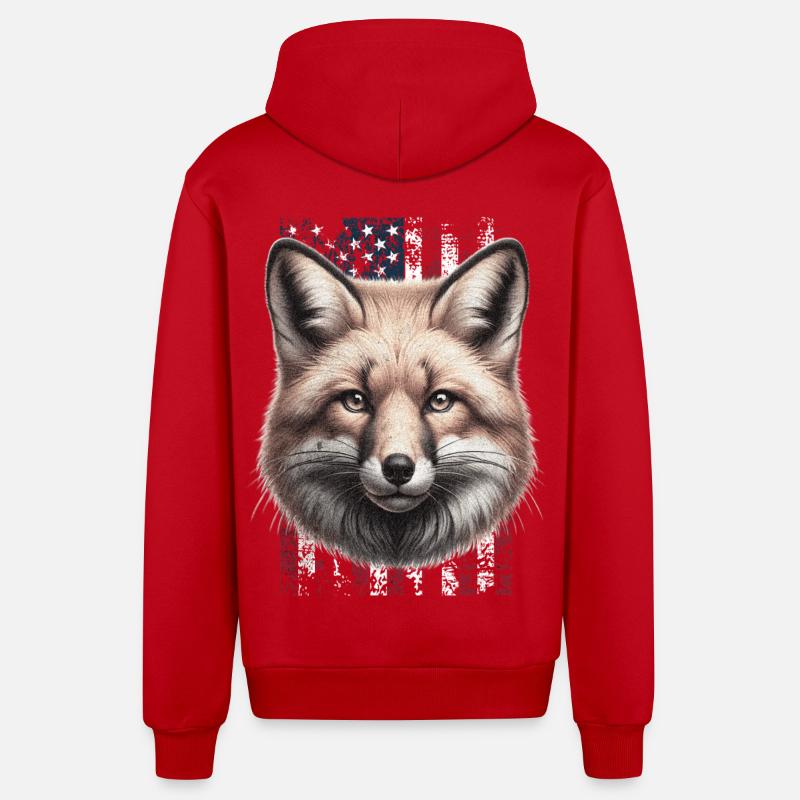 Fox US Red Fox Fox - Veste à capuche bio décontractée fabriquée en UE - rouge