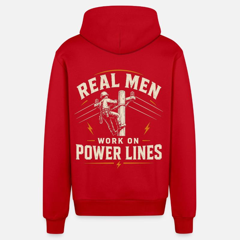 Electrician Engineer Technology Cable Design - Organic Relaxed Hooded Jacket Made in EU - red