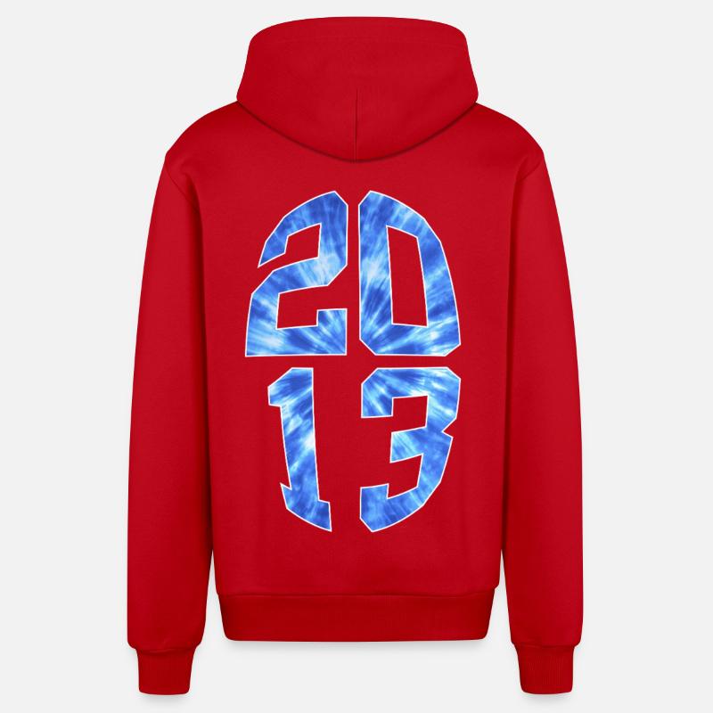 13 ANS 2013 13E ANNIVERSAIRE - Veste à capuche bio décontractée fabriquée en UE - rouge