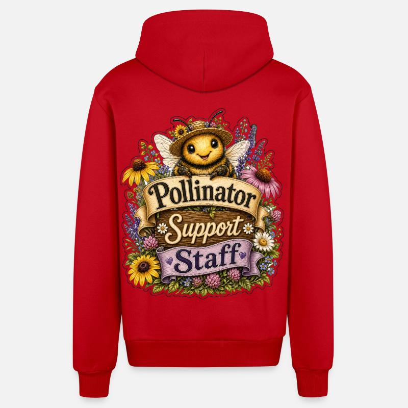 Pollinator Support Staff - Organic Relaxed Kapuzenjacke Made in EU - Rot