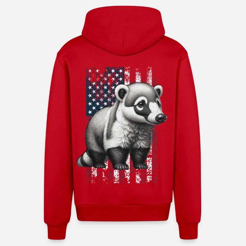 Coati US Nasenbär - Veste à capuche bio décontractée fabriquée en UE - rouge