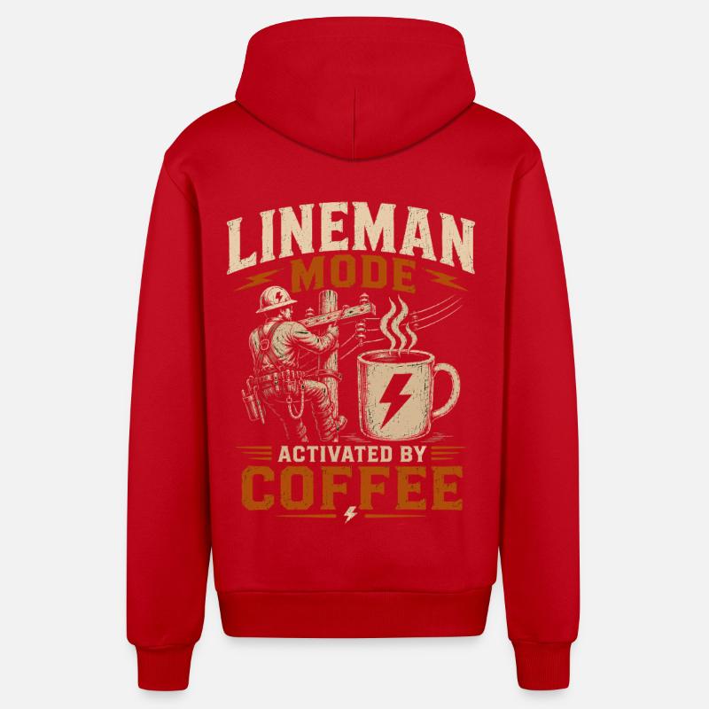 Drôle de Lineman Coffee Électricité - Veste à capuche bio décontractée fabriquée en UE - rouge