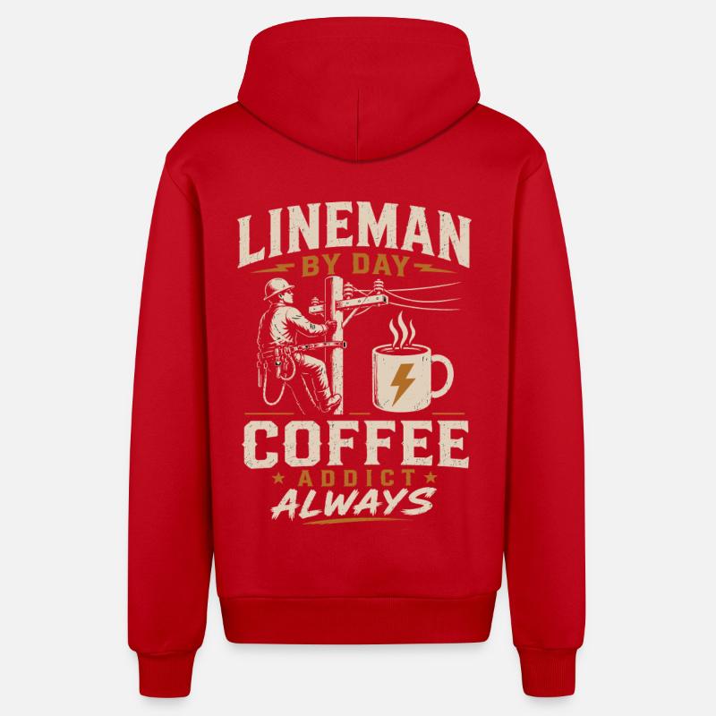 Strom Techniker Kaffee Kabel Arbeit - Organic Relaxed Kapuzenjacke Made in EU - Rot