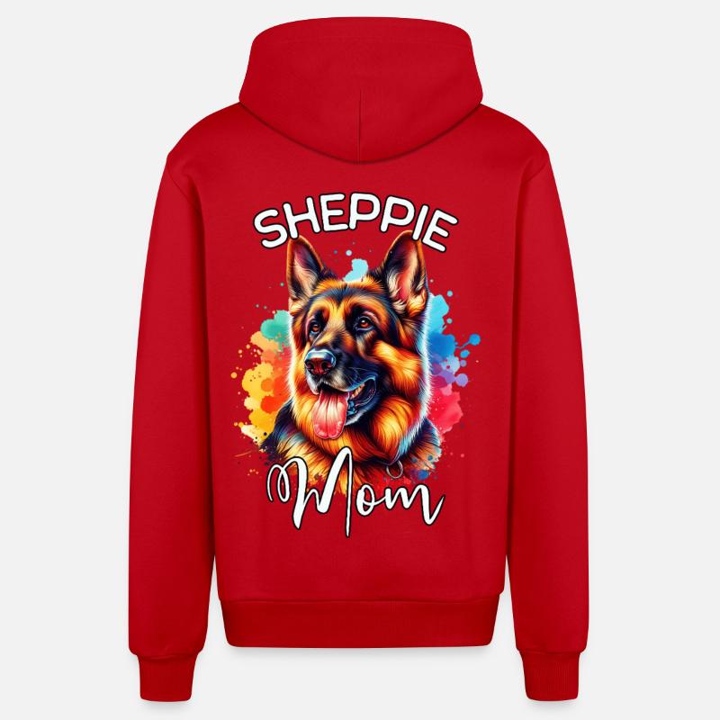 German Shepherd Mama - Organic Relaxed Hooded Jacket Made in EU - red