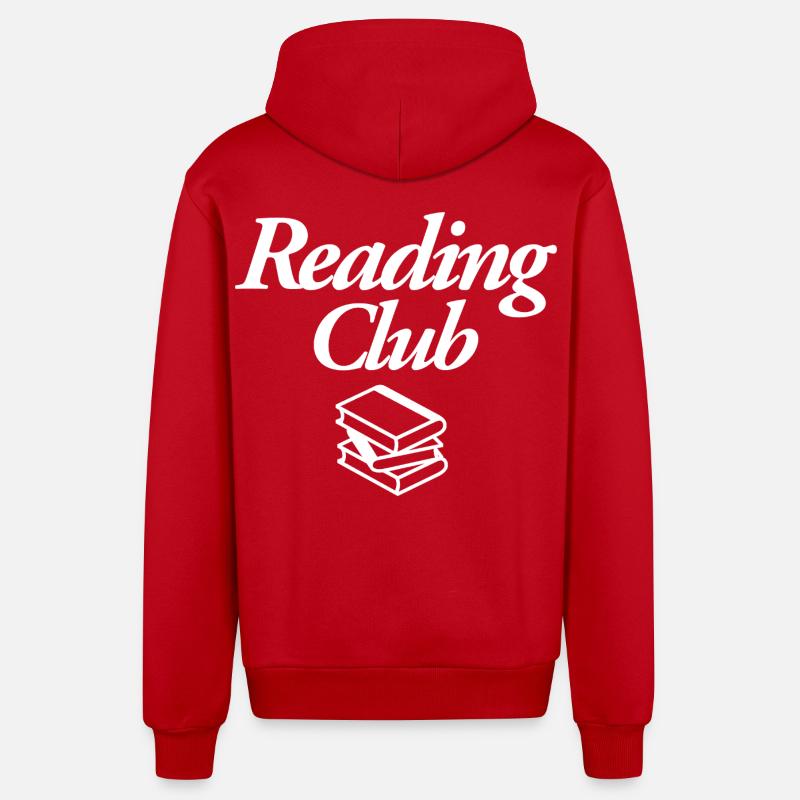Club de lecture - Veste à capuche bio décontractée fabriquée en UE - rouge