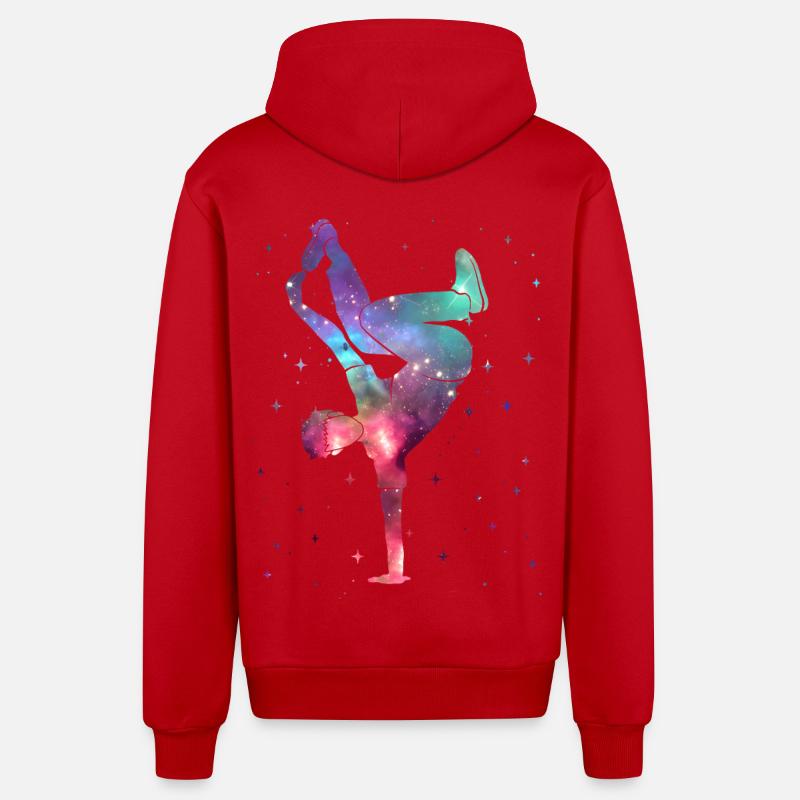 Breakdancing Breakdancer Weltraum Breakdance - Organic Relaxed Kapuzenjacke Made in EU - Rot