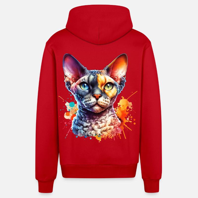 Devon Rex Motiv - Organic Relaxed Kapuzenjacke Made in EU - Rot