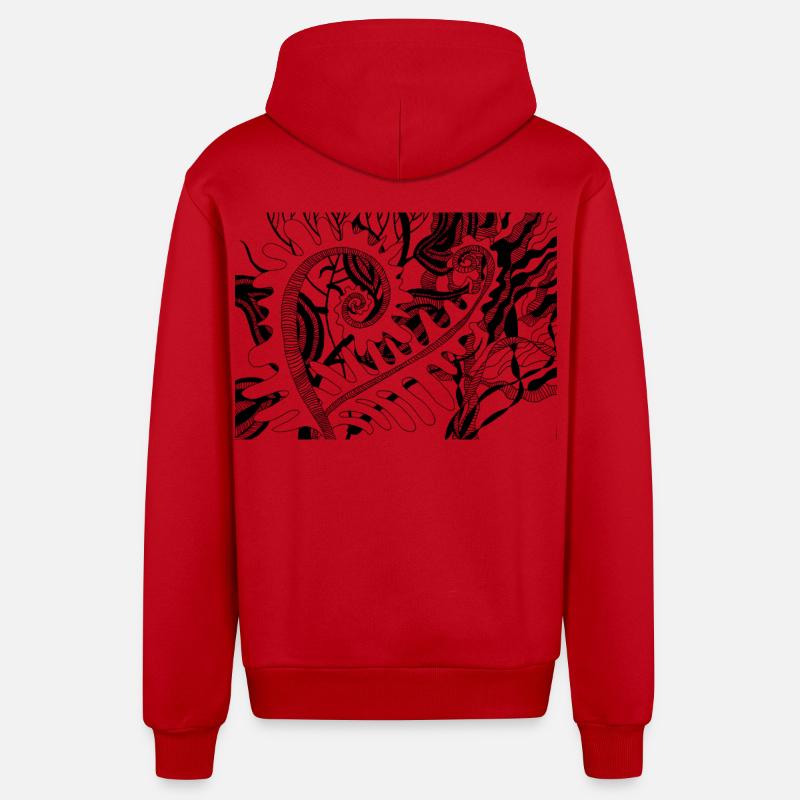 Fougère - Veste à capuche bio décontractée fabriquée en UE - rouge