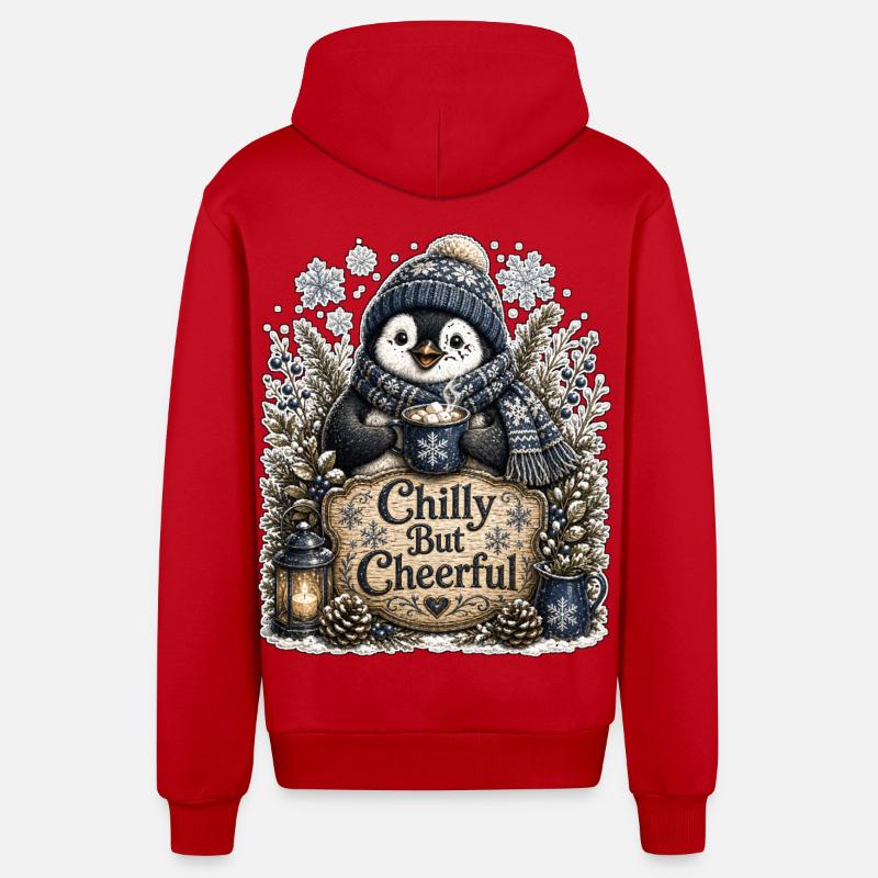 Froid mais Joyeux - Veste à capuche bio décontractée fabriquée en UE - rouge