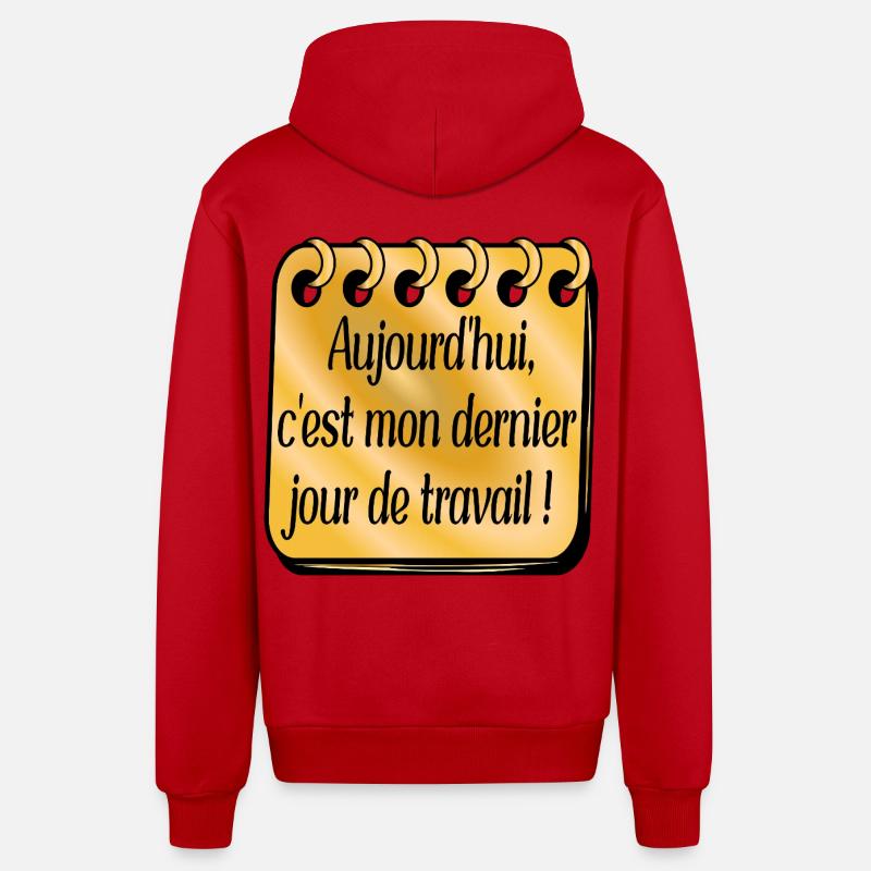 Dernier Jour de Travail - Veste à capuche bio décontractée fabriquée en UE - rouge