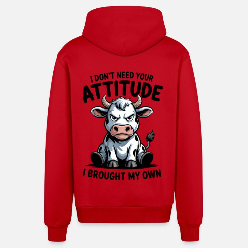 Attitude de vache : expression - Veste à capuche bio décontractée fabriquée en UE - rouge