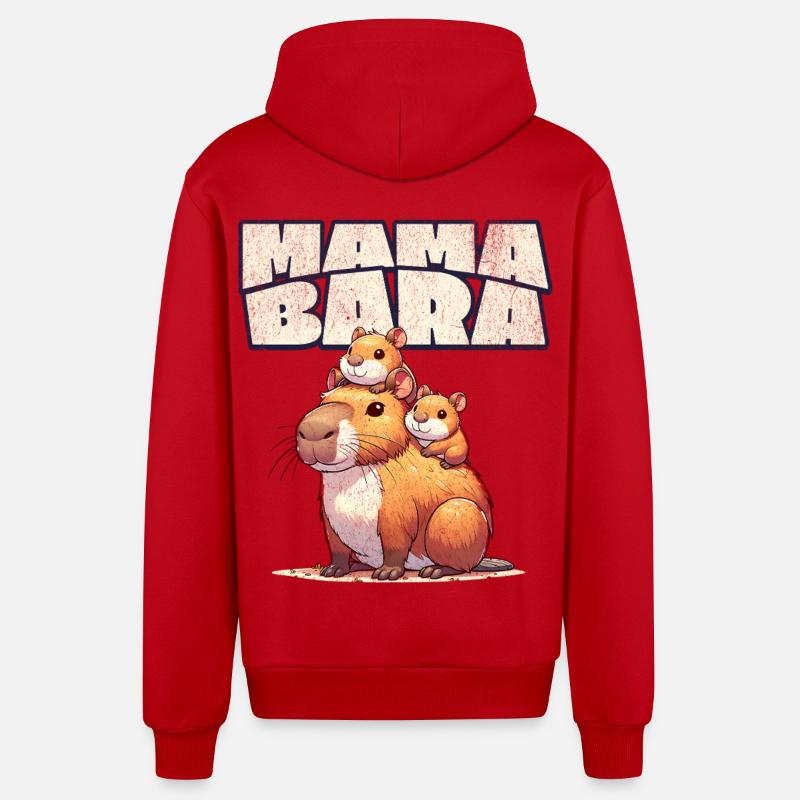 Mama Bara Capybara - Veste à capuche bio décontractée fabriquée en UE - rouge