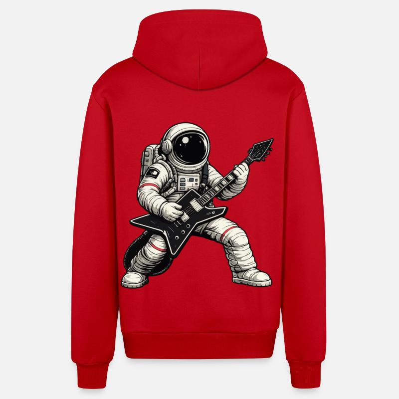 Guitariste astronaute - Veste à capuche bio décontractée fabriquée en UE - rouge