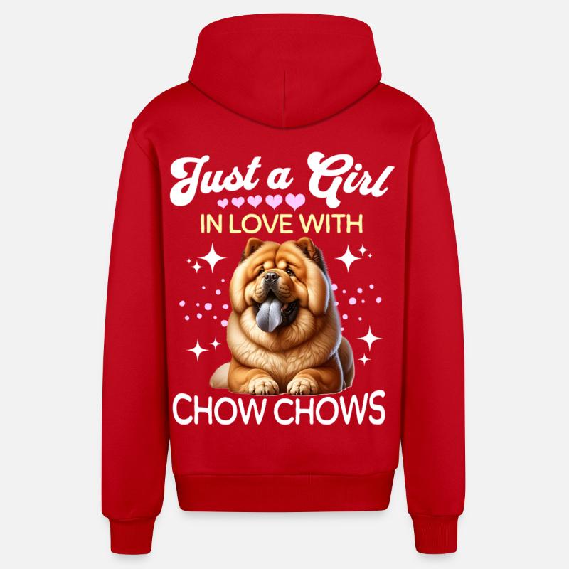 Fille Chowchow - Veste à capuche bio décontractée fabriquée en UE - rouge