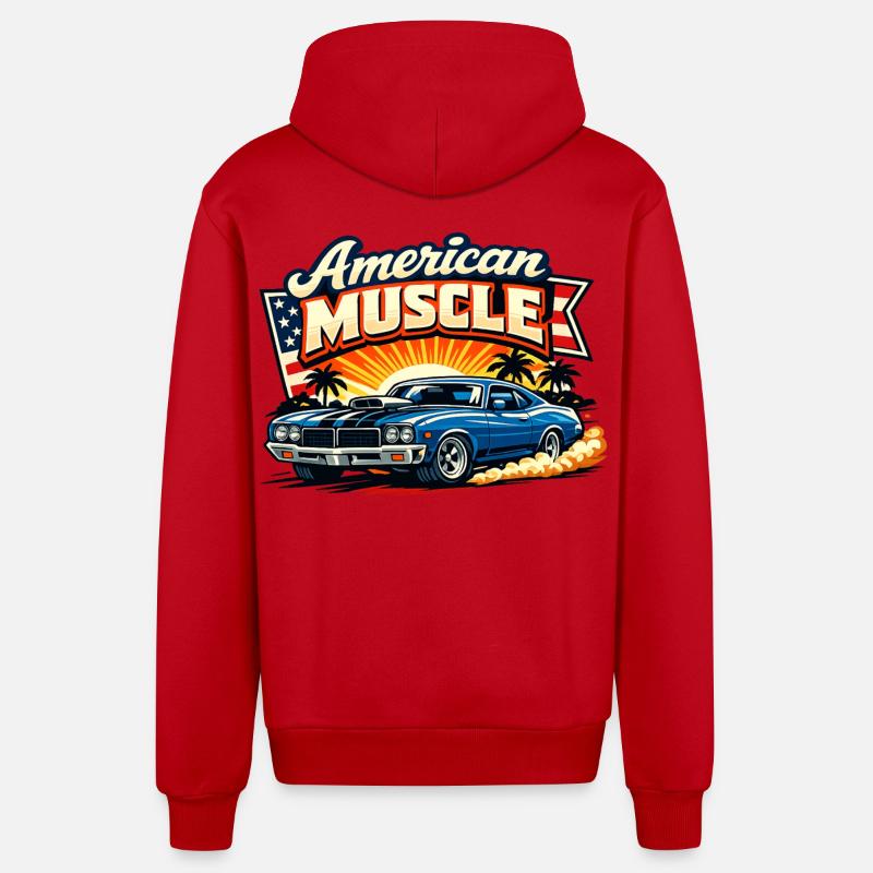 American_Muscle_3 - Veste à capuche bio décontractée fabriquée en UE - rouge